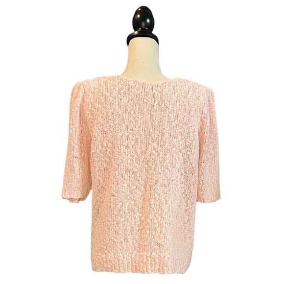 Vintage Essex Junction V-Neck Sweater Women's Size Large Pink Knit Short Sleeve - Picture 4 of 7